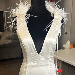 Mac Duggal White Satin Gown